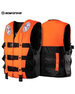 Bownic Professional Life Jacket High Buoyancy Adult Snorkeling Gear Swimming Vest Marine Self-Rescue Whistle Camp Orange XL