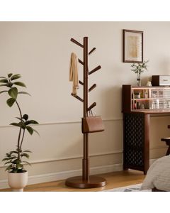 Jiayi Coat Rack, Wooden Standing Clothes Hanger, Minimalist Bedroom and Office Clothing Rack