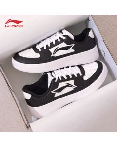 Li Ning Moonlight Board Shoes for Women, Authentic Low-Top Chunky Sneakers, Black and White Panda Shoes, Versatile Casual Shoes for Spring and Autumn