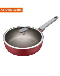 SUPOR Red Dot Titanium Non-Stick Frying Pan with Lid 28CM, Compatible with Induction Cookers and Gas Stoves NJ28WA3