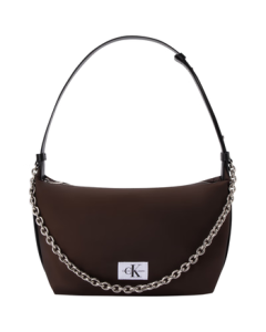 Calvin Klein Commuter Dumpling Bag with Chain Decoration, Classic Fabric Label CK Women's Shoulder Bag Underarm Bag DH3493