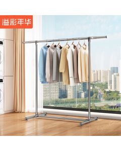 Yicai Nianhua Stainless Steel Floor Clothes Drying Rack, Mobile Balcony Clothes Hanger, Extendable Indoor Laundry Rack for Hanging Clothes and Quilts (Model 2086)