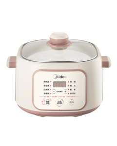 Midea Electric Stew Pot, Soup Steamer with Water Bath, Baby Food Cooker, 4.5L White Porcelain Inner Pot, 5-in-1 Multi-Function Pot, Yogurt Maker DZC2551