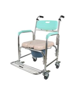 OEMG Aluminum Alloy Pulley Commode Chair for Elderly, Disabled, and Pregnant Women Toilet Chair Seat 4301 (U-Shaped Seat Cushion)