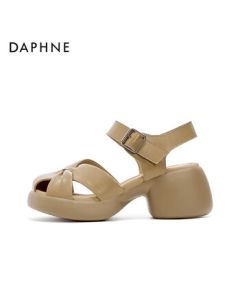 Daphne Platform Wedge Sandals for Women, New Summer Roman Sandals 4025101760, Beige, Size 37