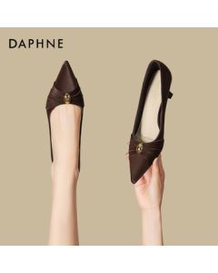 Daphne Women's High Heels Autumn New Style Pointed Toe Pumps Office Work Shoes 4025404003 Brown 35