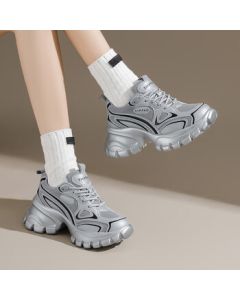Daphne Platform Chunky Sneakers for Women - Comfortable Breathable Casual Shoes in Silver, Versatile Sports Shoes for Women, Silver, Size 36