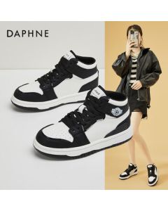 Daphne Women's Casual Sneakers with Thick Sole for Height Increase - Lightweight and Versatile Black & White Panda Shoes - Classic Canvas Shoes - Black - Size 39