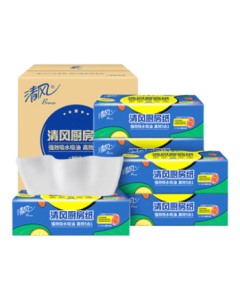 Qingfeng Kitchen Paper Towels 76 Sheets * 6 Packs Extra Thick Disposable Oil-Absorbent Paper Food-Grade Kitchen Paper Roll Whole Box