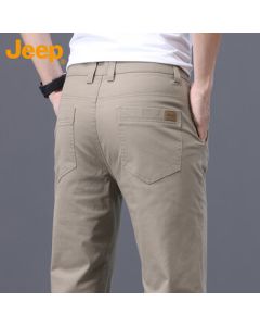 JEEP Casual Pants Men's Loose Straight Leg Trousers for Spring and Autumn, Business Versatile Trendy Easy-to-Wear Khaki 33
