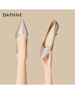 Daphne High Heels Elegant Pointed Toe Shallow Pump Women's Shoes Thin Heel Single Shoes 4025404008 Gold 38