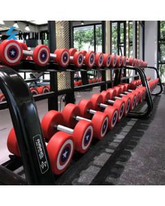 Qijun Commercial PU Dumbbell Set, 2.5~25kg per pair with deluxe double-layer dumbbell rack