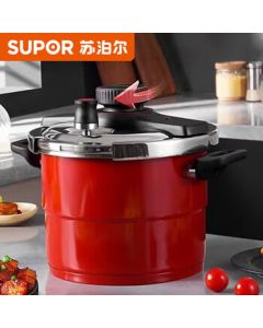 SUPOR YW229KC2 Pressure Cooker for Home Use, 304 Stainless Steel, Easy-Open Universal 22cm 7.2L Cinnabar Red