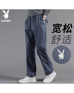 PLAYBOY Men's Casual Pants 2025 Spring/Fall Loose Straight-leg Trendy Trousers - Dark Gray XL