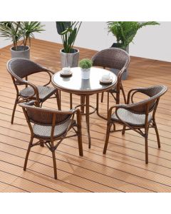 Savage Valley Outdoor Furniture Rattan Chair Set, Patio Table and Chairs 3-Piece, Outdoor Leisure Woven Rattan Table and Chairs, Garden and Courtyard Furniture Set