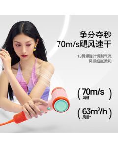 Deerma Smart Constant Temperature Hair Dryer, Low-Noise Negative Ion Hair Care Fast Drying with Cool/Hot Air, High-Speed Gentle Wind, Dopamine Trend CF50 [Rose Pink]