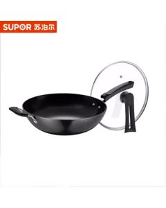 SUPOR Wok Genuine Stainless Iron Pan with Fast Heat Conduction, Even Heating, Scratch-Resistant and Durable, Thick Bottom Thin Wall Frying Pan FC32L18