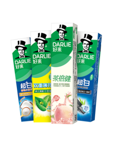 DARLIE (formerly Darkie) Extra White Baking Soda Mint Tea Double Care Toothpaste, Fresh Breath, Whitening & Gum Protection, 4 Tubes 715g