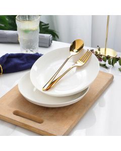 Taixinxing 4-Piece Set 8-Inch (20.3 cm) Underglaze Ceramic White Porcelain Deep Plates for Home Use, Dinner Plates, Soup Bowls, and Serving Dishes