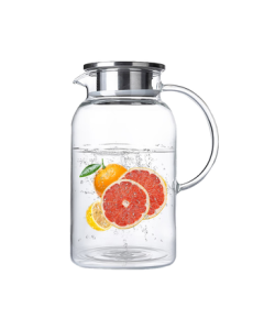 Green Apple Heat-Resistant 1.95L Water Pitcher with Tea Infuser - Large Capacity Glass Pitcher for Hot & Cold Beverages