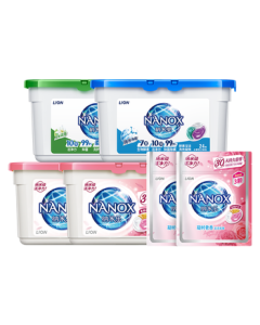 Lion Nanox Laundry Detergent Capsules 102 Pieces (Mixed Fragrance) - Antibacterial, Concentrated Enzyme Laundry Detergent for Eliminating Mites, Smoke, Hotpot Odor, and Musty Smell