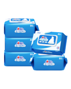 Hearttex Baby Cleansing Wipes 80 Sheets * 5 Packs, Gentle Pure Water Wipes for Baby's Hands, Face, and Body, Alcohol-Free