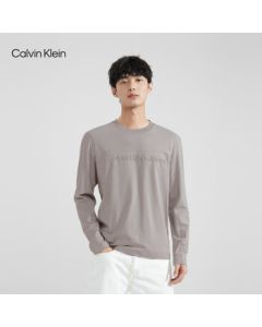Calvin Klein Jeans Men's Autumn Casual Minimalist CK Letter Embossed Comfortable Solid Color Long-Sleeve T-Shirt J324495