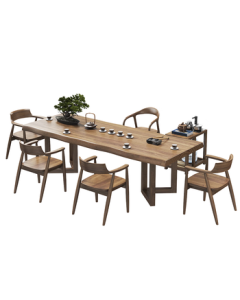 Duke Kingtha Solid Wood Tea Table and Chair Set for Office Living Room Kung Fu Tea Table Standard: 2.8 Table Set + 5 Hiroshima Chairs