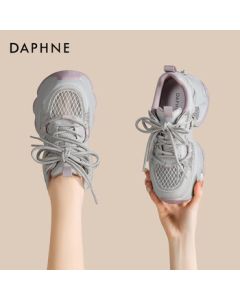 Daphne New Summer Chunky Dad Shoes Thick Sole Mesh Breathable Sports Sneakers for Women 4025101675 Single Mesh Gray-Purple 35