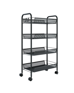 JingDong JingZao Kaka Kitchen Storage Shelf, Floor Standing Storage Cabinet for Spices, Dining Sideboard, Cupboard, Small Cart, Black, 4-Tier