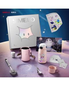 SIMELO Kyoto Impression TI Anniversary Children's Temperature-Display Pure Titanium Thermos Cup 630ml (Magic Planet - Titanium Pink)