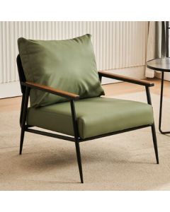 Manluolu Italian Sofa Lounge Chair, Modern Minimalist Living Room Recliner, Lazy Chair in Light Green Cat-Claw Leather Single Seat