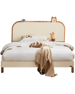 QuanU Home Student Bed, Modern Minimalist 1.2m Single Bed for Teens, Solid Wood Leg Panel Bedroom Furniture