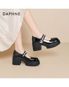 Daphne Platform Mary Jane Spring Retro High Heel Loafers for Women 4025101276 Black 35