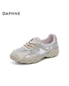 Daphne Versatile Trainer Shoes for Women, Summer New Thick Sole Fashion Casual Shoes 4025101708, Single Mesh Pink, Size 39