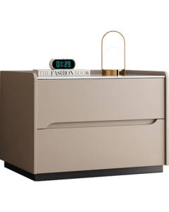 LUOSEN Modern Minimalist Luxury Bedside Table with Rock Panel Design, No Assembly Required, Khaki