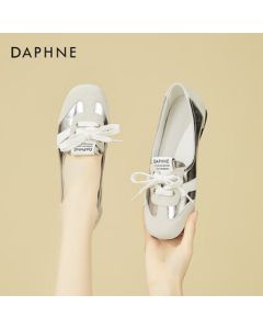 DAPHNE Women's Flat Fashion Ballet Shoes, Casual Comfort Slip-On Sneakers, Silver, Size 37