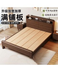 WuLi Pneumatic Storage Solid Wood Bed, 1.2m Oak Drawer Bed for Home