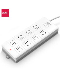 Deli New National Standard Safety Socket Power Strip/Socket Strip/Extension Cord/Plug Board 8-Outlet Combo 5m Master Switch 18263