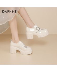 Daphne Platform Loafers for Women, Versatile Low Heel Height-Increasing Casual Shoes 4025101285 Beige 40
