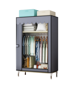 Le'Aijia Simple Wardrobe Dormitory Single Closet Reinforced Steel Tube Storage Fabric Wardrobe Double Bedroom Home Closet