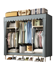 Le'Aijia Easy Assembly Wardrobe 1.5m Wide Closet with Reinforced Steel Tubes, Fabric Wardrobe for Bedroom, Dormitory, Home, or Rental Housing