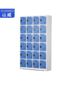 Shanwei Metal Locker Storage Cabinet Employee Locker Shoe Cabinet Multi-Door Cabinet 24 Doors 2 Layers per Door Smart Lock Blue - Custom Model