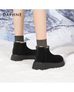 Daphne Platform Height-Increasing Birkenstock Martin Boots Fleece-Lined Warm Snow Boots Ankle Boots 4024608085 Black 37