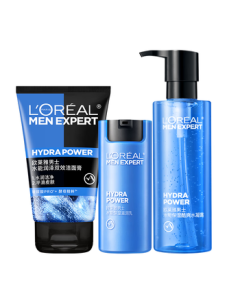 L'Oreal Men Expert Hydra Energetic Facial Wash, Lotion & Moisturizer 3-Piece Set - Hydrating Skincare Gift for Boyfriend (Birthday/Mid-Autumn Festival)