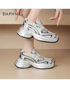 Daphne Women's Casual Shoes Retro Chunky Sneakers Platform Height-Increasing Breathable Sports Shoes 4024404114 Silver 37