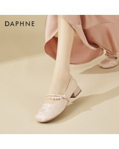 DAPHNE New Chinese Style Mary Jane Shoes for Women, Fashionable and Versatile with Qipao, Chunky Low Heel Pumps, Pink, Size 37