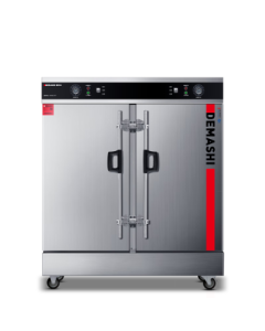 DEMASHI Commercial Rice Steamer Cabinet, Double-Door Independent Control, 24 Trays (Half Perforated/Half Solid), Model KZ-200 with Timer & Temperature Control [430 Trays], Delivered from Beijing Warehouse