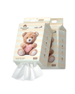 Fulcotton Cotton Soft Family Disposable Face Towels, Hanging Pull-Out Extra Large & Thick Facial Cleansing Wipes, 150 Sheets * 2 Rolls