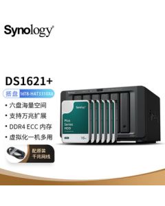 Synology DS1621+ with 6 x Synology Plus Series HAT3310 16TB Hard Drives Bundle